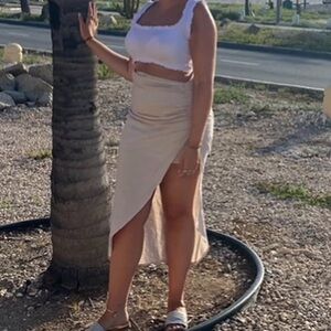 Zara Cream Midi Skirt